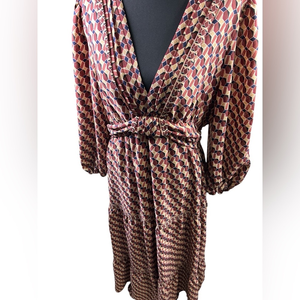 Max Studio Long Sleeve Dress - Burgundy and Black